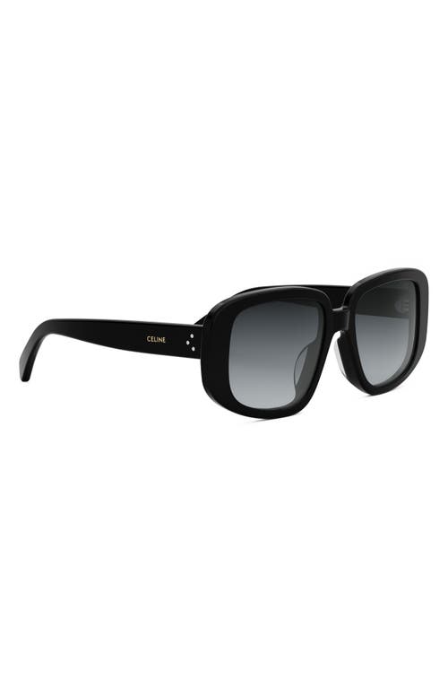Celine Bold 3 Dots Acetate Shield Sunglasses In Shiny Black/gradient Smoke
