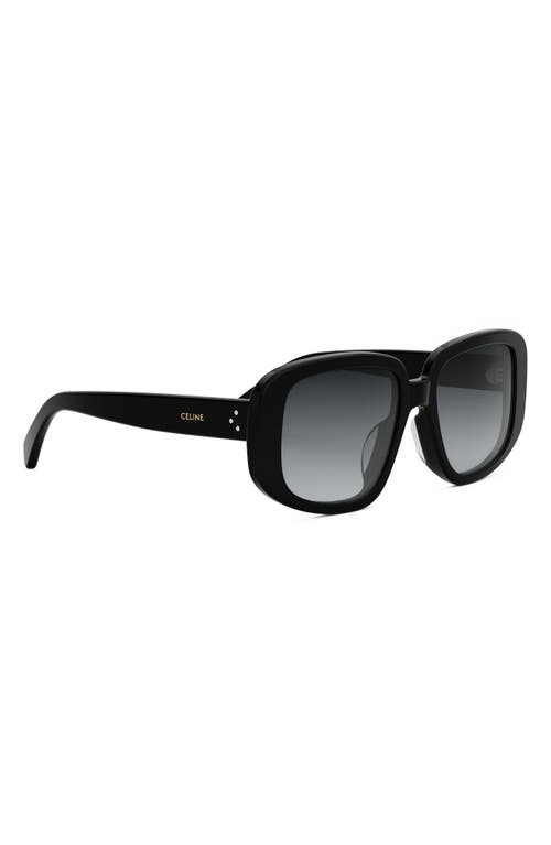 Shop Celine Bold 3 Dots 55mm Geometric Sunglasses In Shiny Black/gradient Smoke