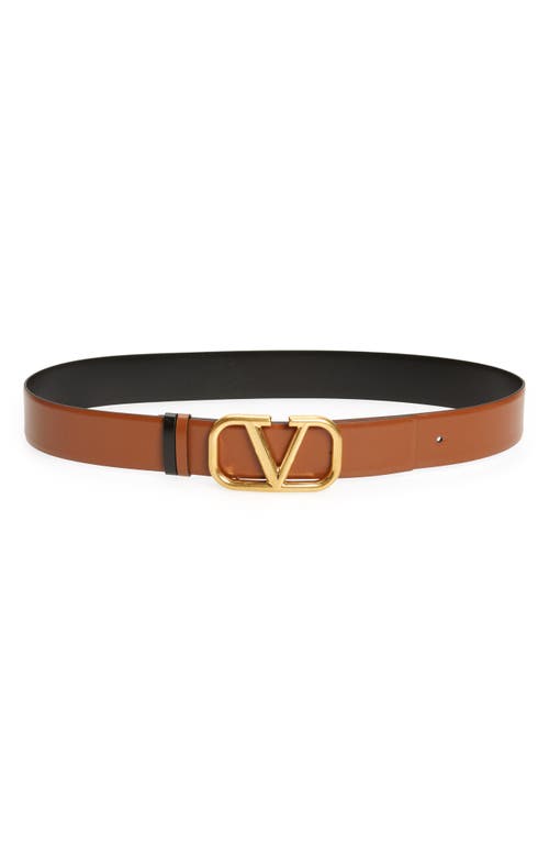 Shop Valentino Garavani Vlogo Buckle Reversible Leather Belt In Selleria/nero