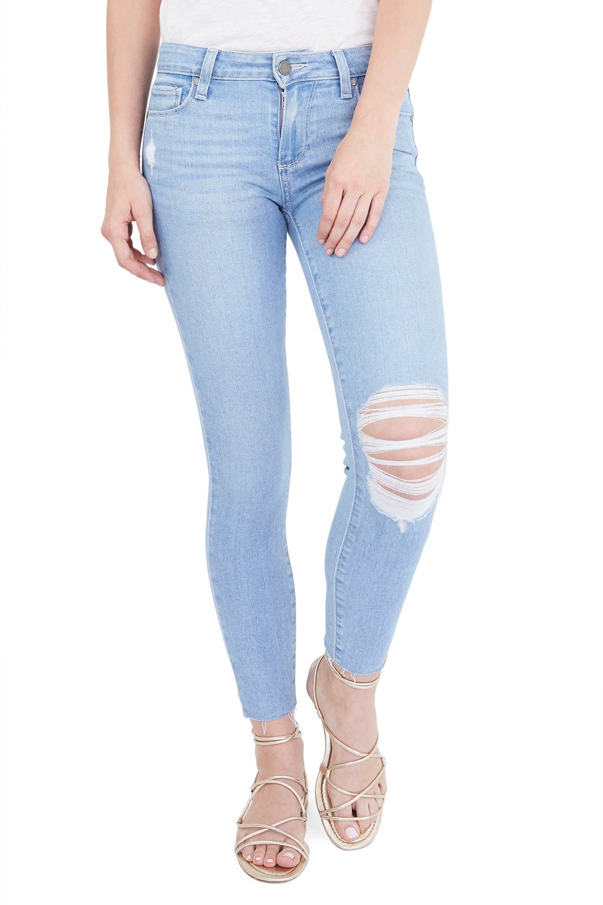 ripped ankle skinny jeans