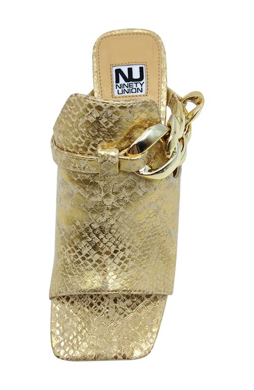 Ninety Union Ryder Open Toe Pump In Gold Snake