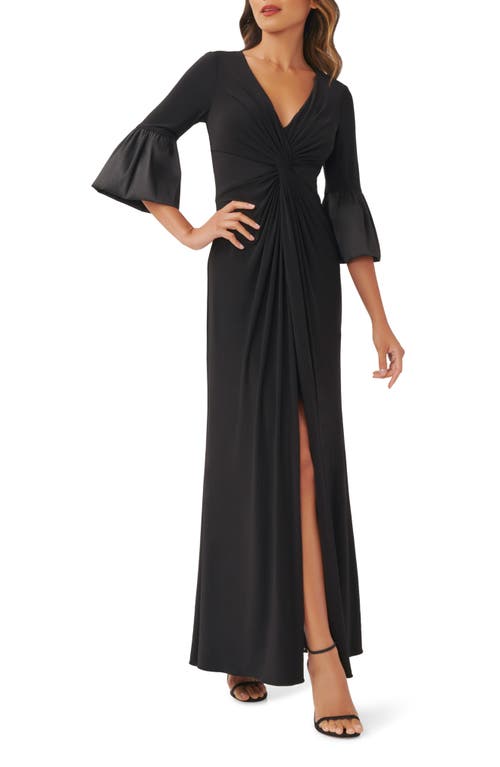 Adrianna Papell Twist Front Jersey Gown Black at Nordstrom,