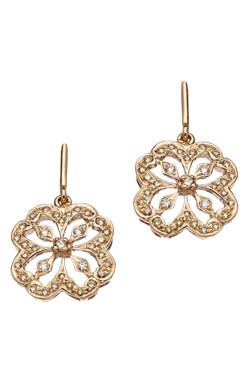 Clover Drop Earrings in Rose Gold