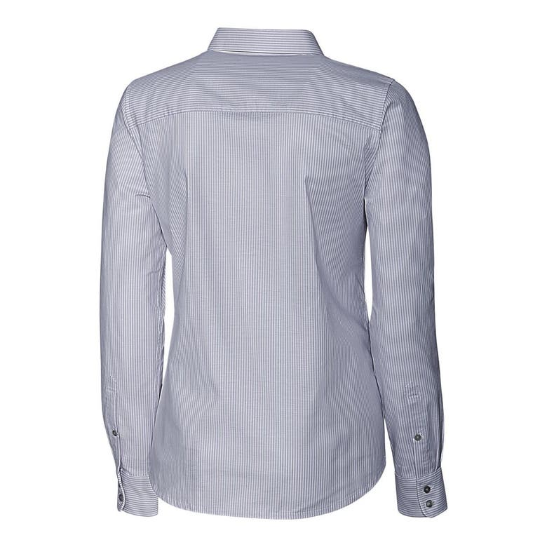 Shop Cutter & Buck Charcoal Baylor Bears Oxford Stripe Stretch Long Sleeve Button-up Shirt