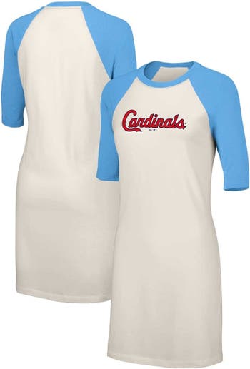 Women's Lusso White St. Louis Cardinals Nettie Raglan Half-Sleeve Tri-Blend T-Shirt Dress Size: Small