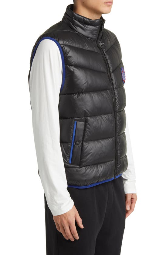 Shop Hugo Boss X Nfl Corner Recycled Polyamide Puffer Vest In New York Giants Black
