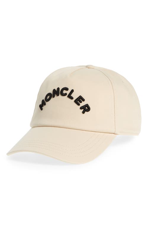 Moncler Embroidered Logo Gabardine Baseball Cap in White at Nordstrom