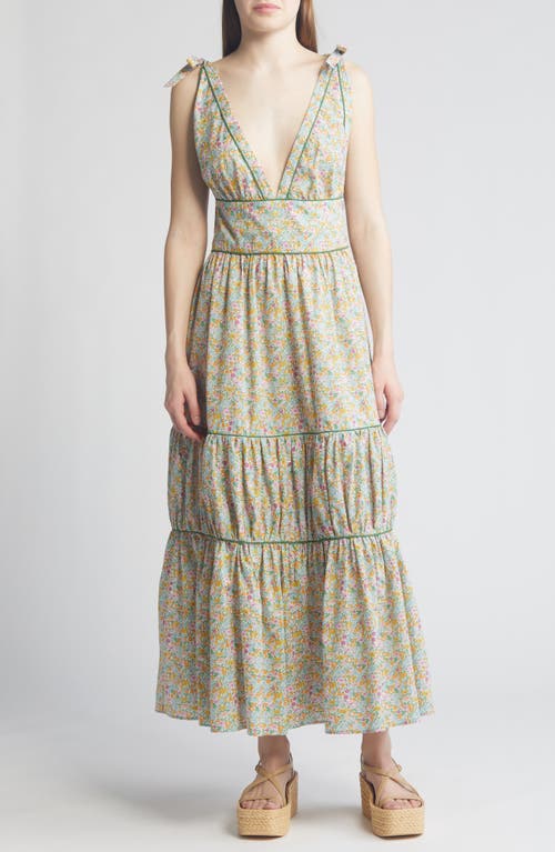 x Liberty London Smeralda Floral Print Tie Shoulder Dress in Top Pastel Poppy Daisy