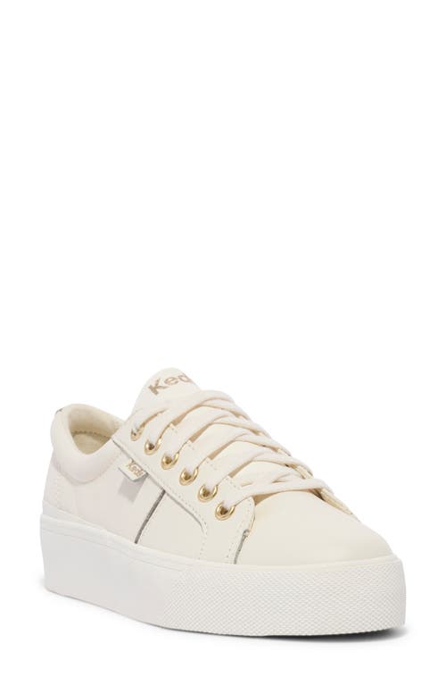 Keds Women's Jump Kick Duo Leather Metallic Lace Up Leather Sneakers In Egret/champagne Leather