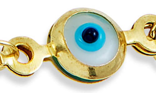 Savvy Cie Jewels Enamel Evil Eye Chain Bracelet In Gold