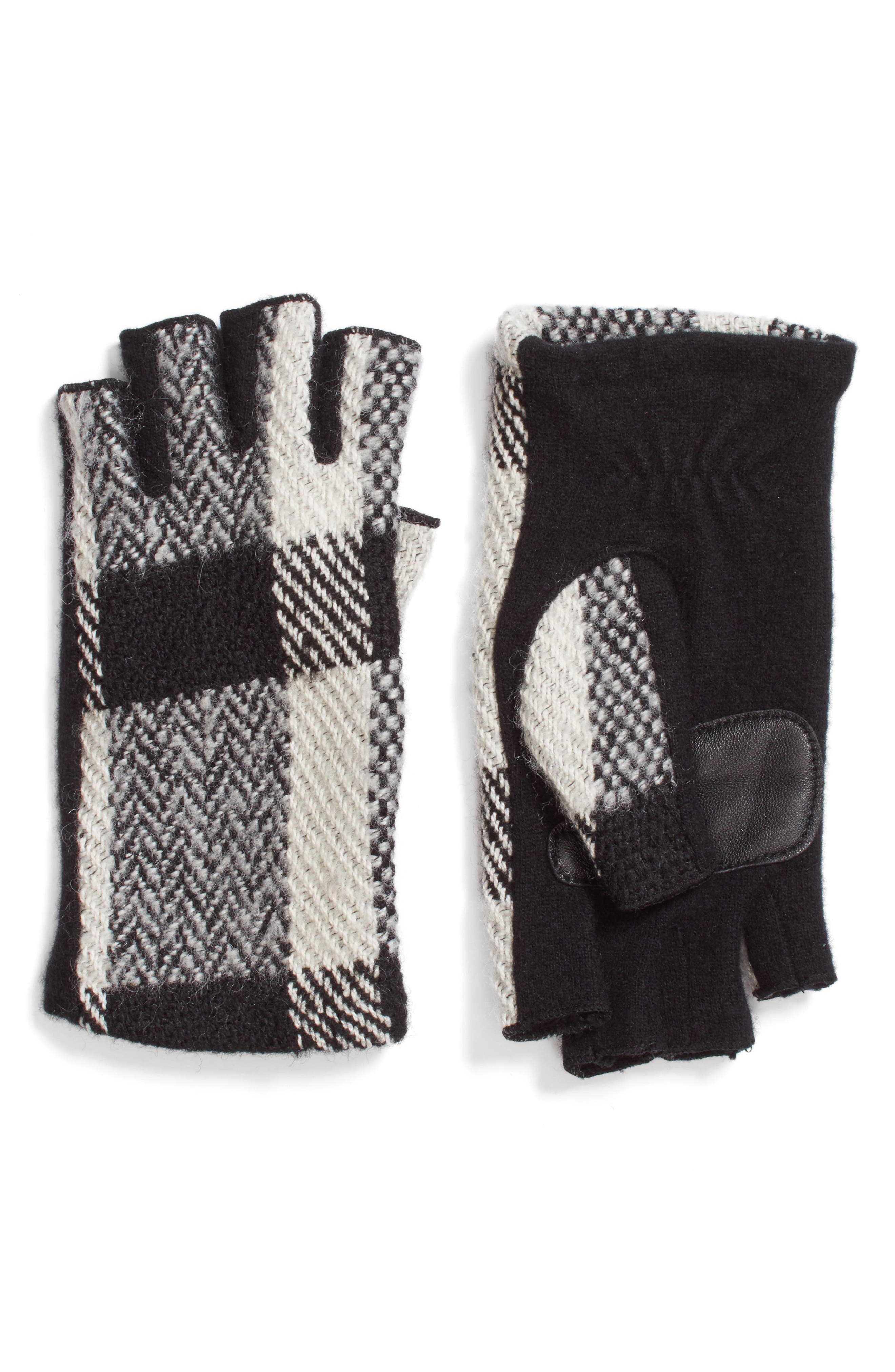 plaid fingerless gloves