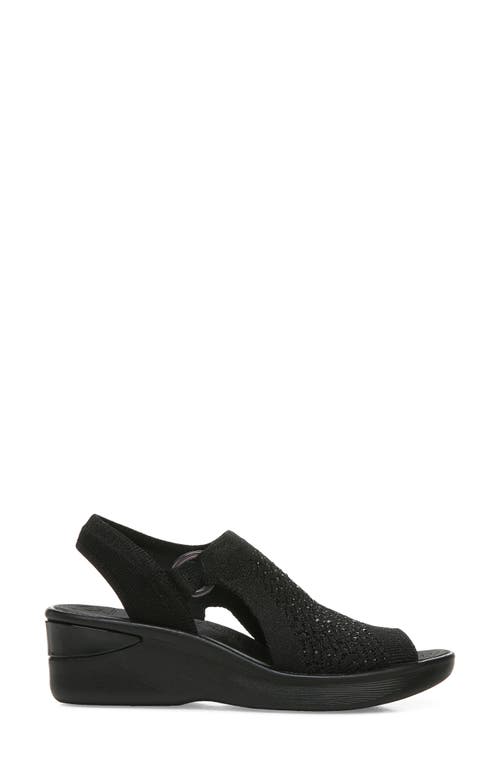 Shop Bzees Star Bright Knit Wedge Sandal In Black/black Engineered Knit