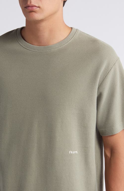 Shop Frame Solid Jacquard Cotton T-shirt In Dry Sage