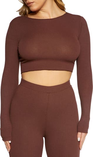 N BY NAKED WARDROBE Long Sleeve Ribbed Crop Top