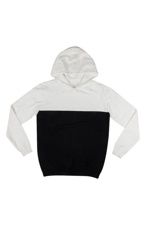 Shop X-ray Xray Colorblock Hooded Sweater In Off White/black