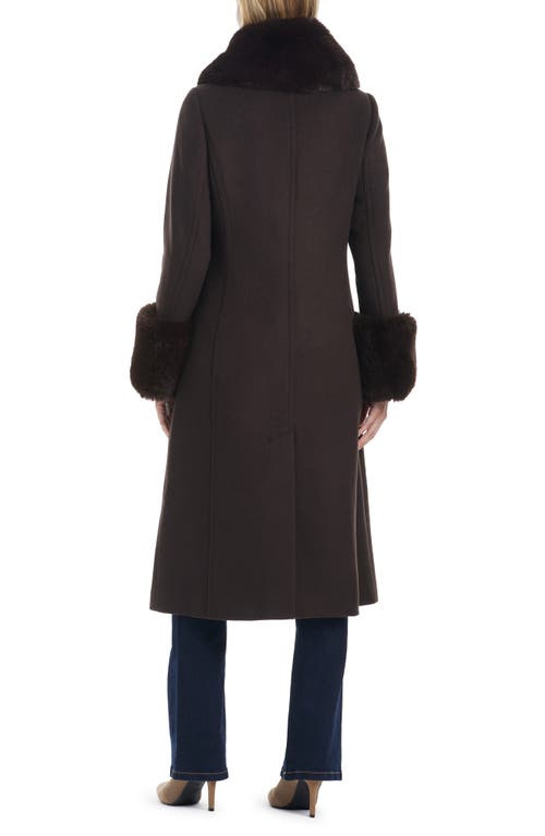 Shop Vince Camuto Wool Blend Coat With Removable Faux Fur Collar And Cuffs In Espresso