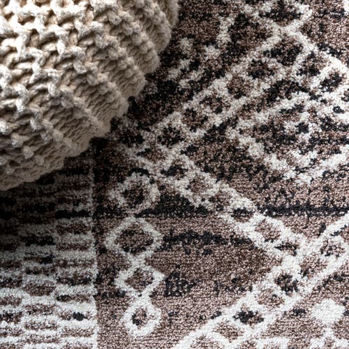 Jonathan Y Tayri Modern Geometric Area Rug In Brown/ivory