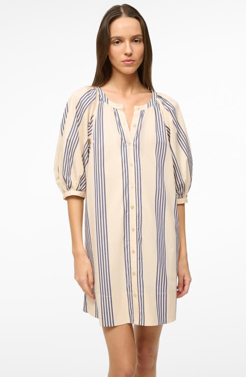 Shop Staud Vincent Stripe Shirtdress In Ivory/blue