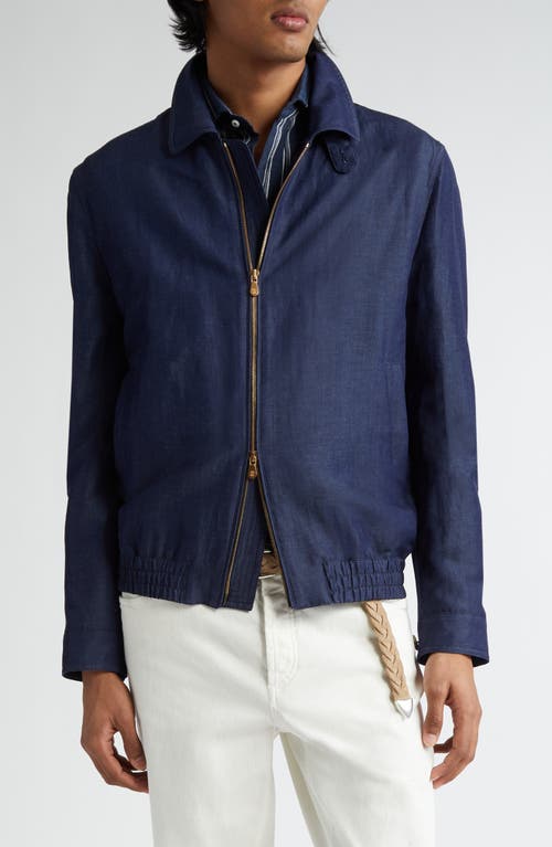 Wool & Linen Twill Jacket in C189 Denim