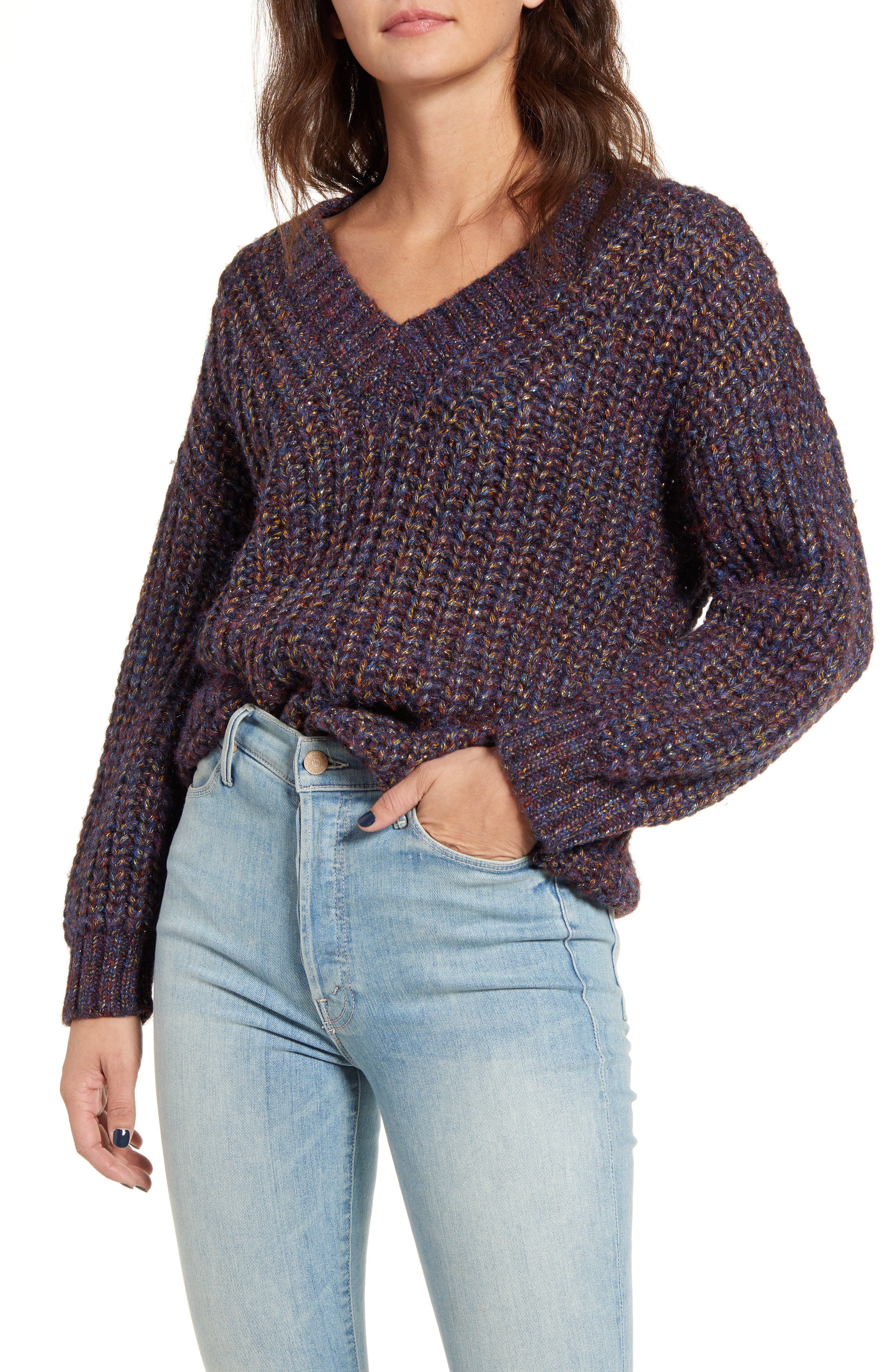 Cotton Emporium Metallic Shaker Stitch Sweater Nordstrom