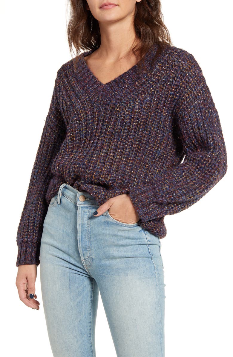 Cotton Emporium Metallic Shaker Stitch Sweater | Nordstrom