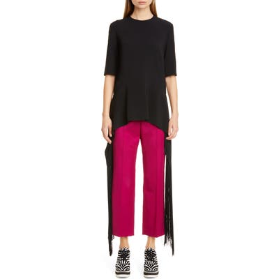 Stella Mccartney Fringe Hem Stretch Cady Top, 6 IT - Black