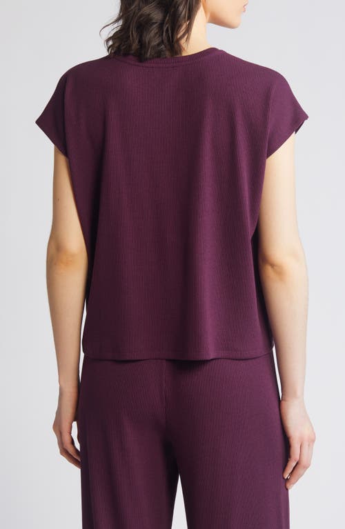 Shop Eileen Fisher Crewneck Boxy Rib T-shirt In Blackberry