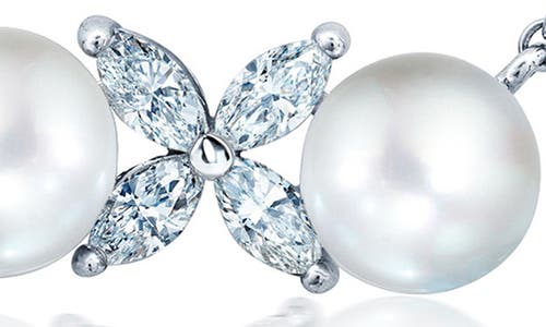 Crislu Cultured Pearl & Cubic Zirconia Pendant Necklace In Pearl/ivory