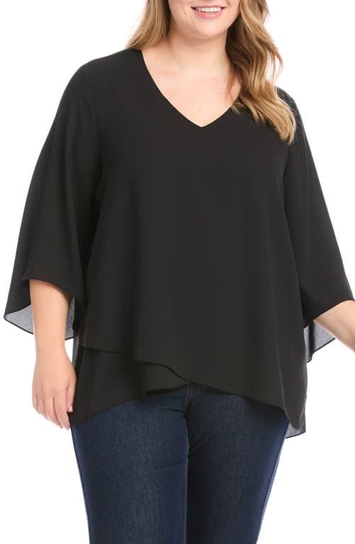 Karen Kane Asymmetrical Wrap Hem Top In Black