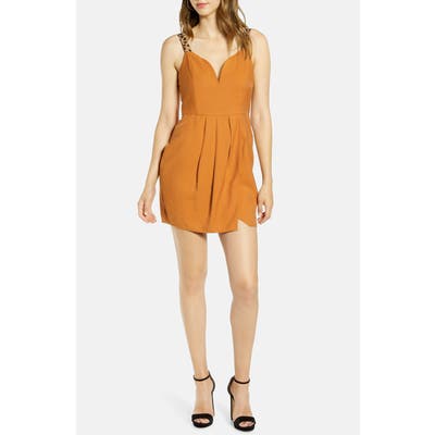 J.o.a. Contrast Strap V-Neck Minidress, Brown