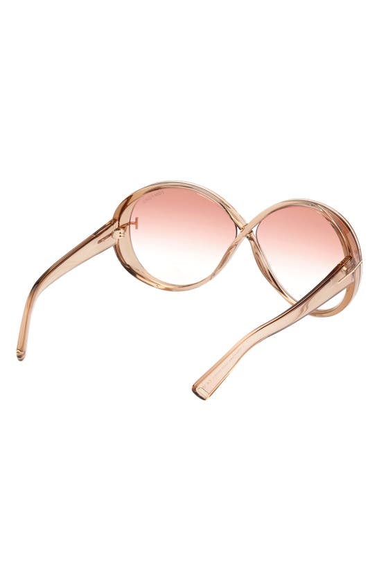 Shop Tom Ford Edie 64mm Oversize Round Sunglasses In Shiny Champagne / Bordeaux