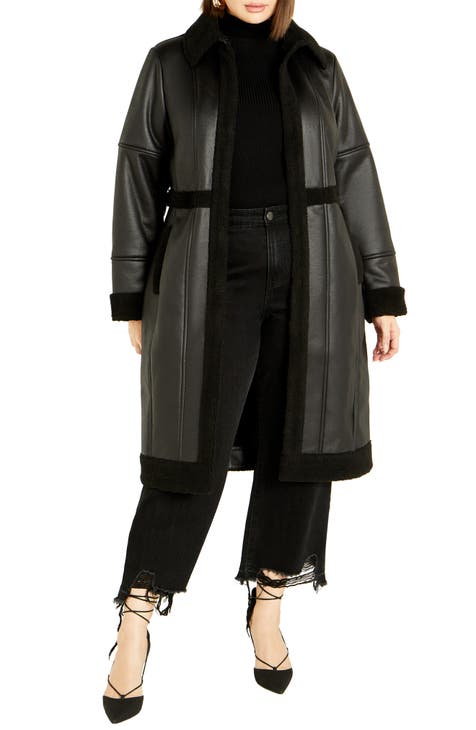 Plus-Size Women's Faux Leather Coats