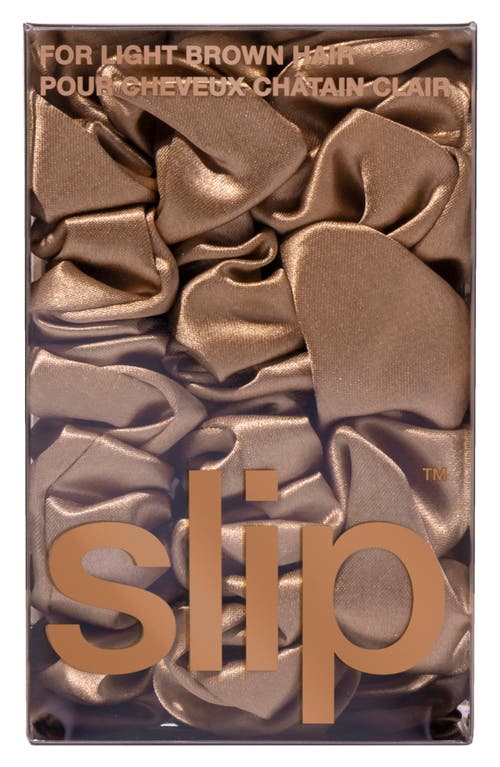 Slip 3-pack Large & Small Silk Scrunchie Set In Light Brown
