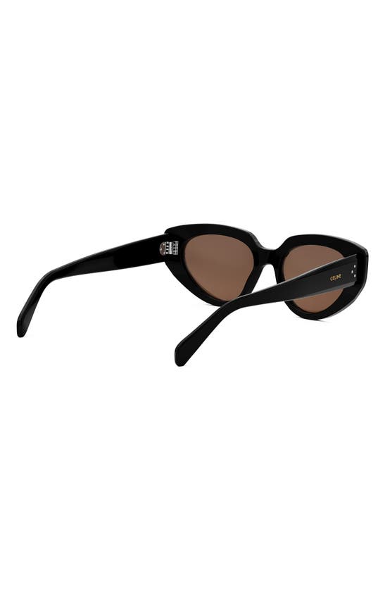 Celine Bold 3 Dots 53mm Cat Eye Sunglasses In Shiny Black / Brown