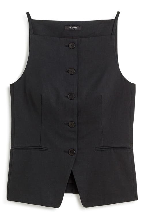 Shop Madewell Square Neck Drapey Twill Vest In True Black