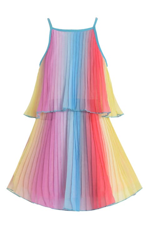 Kids' Rainbow Pleat Tiered Dress (Big Kid)