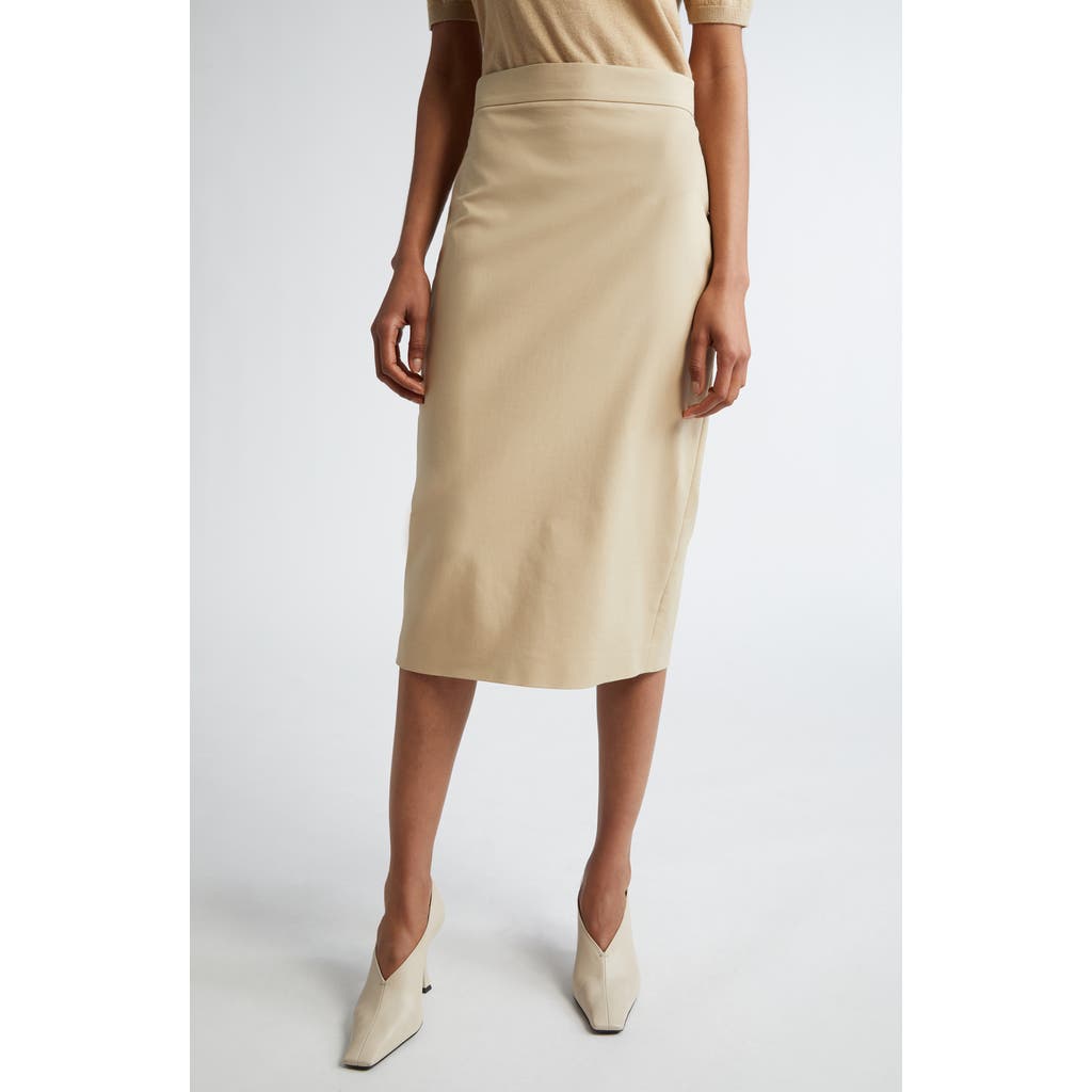 Max Mara Eden Stretch Cotton Midi Skirt In Ecru