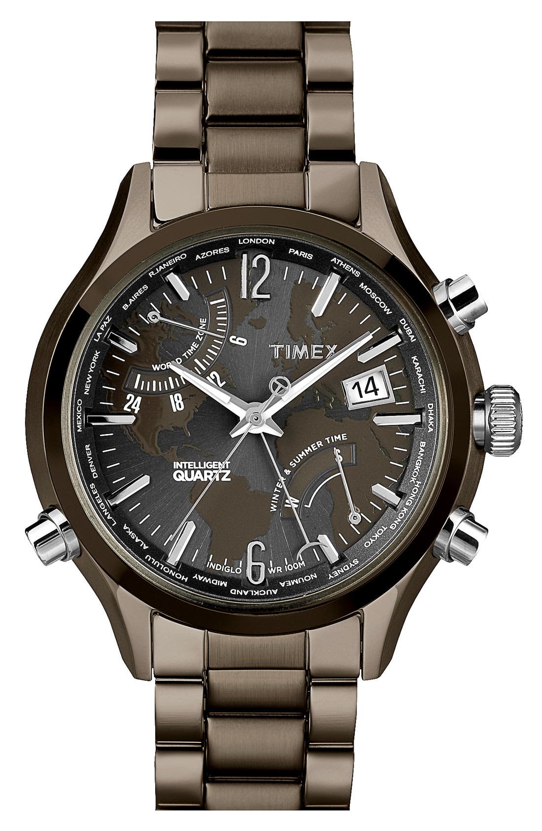 Timex® 'Intelligent Quartz' World Time Bracelet Watch, 44mm Nordstrom
