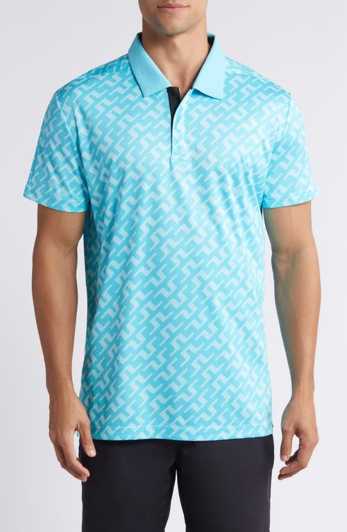 J. Lindeberg Dario Bridge Logo Performance Polo Bias Blue Curacao at Nordstrom,