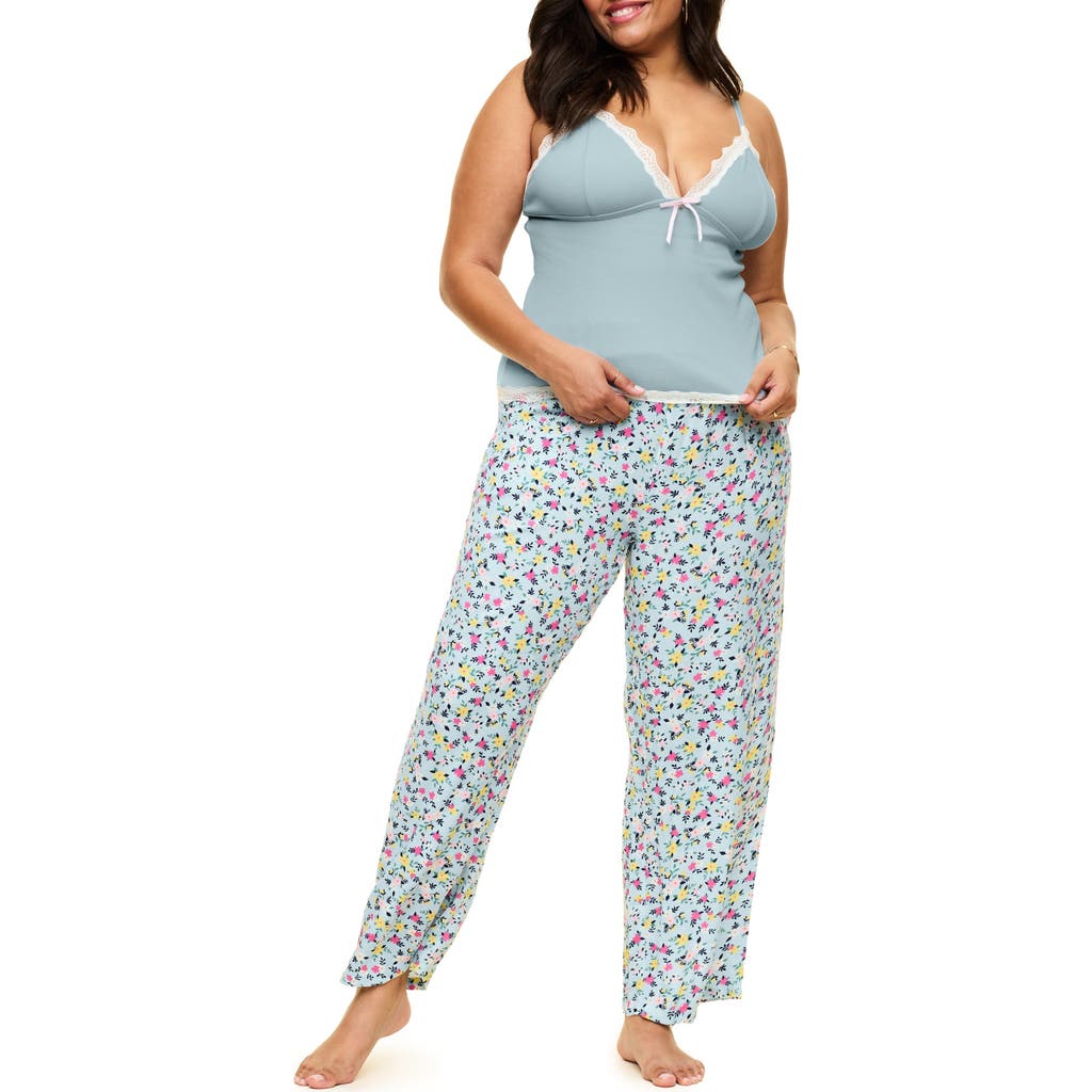 Adore Me Bryony Pajama Cami & Pants Set In Ditsy Blue