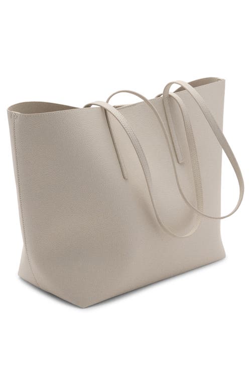 Shop Mango Pebble Faux Leather Shopper Bag In Ecru