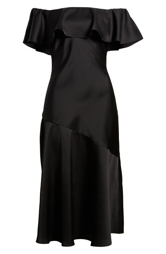 Shop Sam Edelman Off The Shoulder A-line Satin Midi In Black