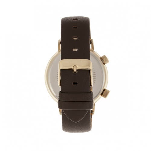 Shop Simplify The 3300 Leather-band Watch In Dark Brown/gold