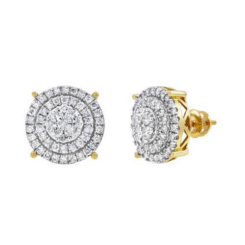 Luvmyjewelry Vegas Baller 14k Yellow Gold Diamond Stud Earrings In 14k Yellow Gold
