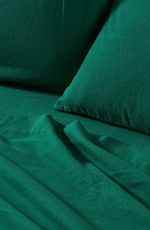 Woven & Weft Solid Cotton Flannel Sheet Set In Spruce Green