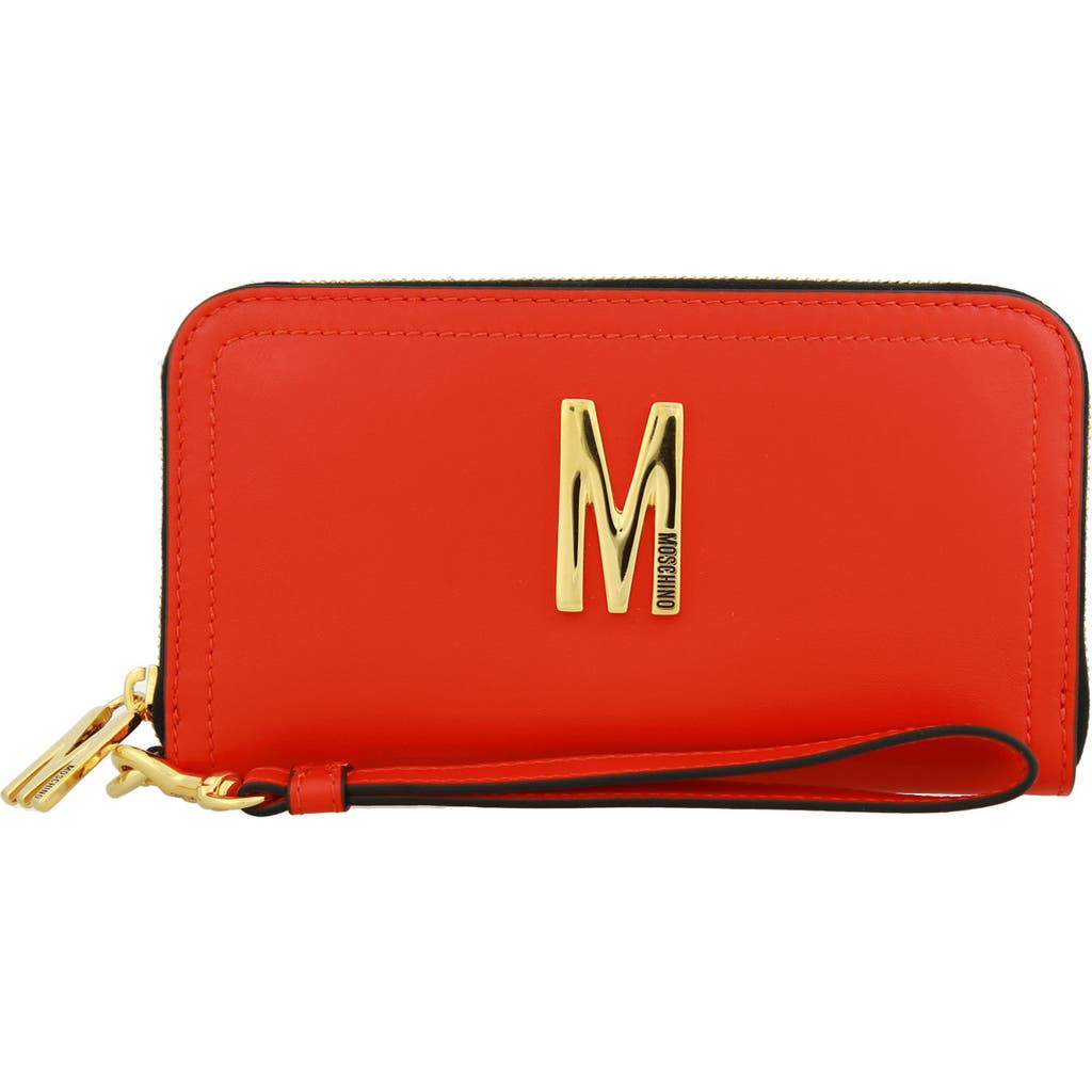 Moschino Logo Continental Wallet In Red