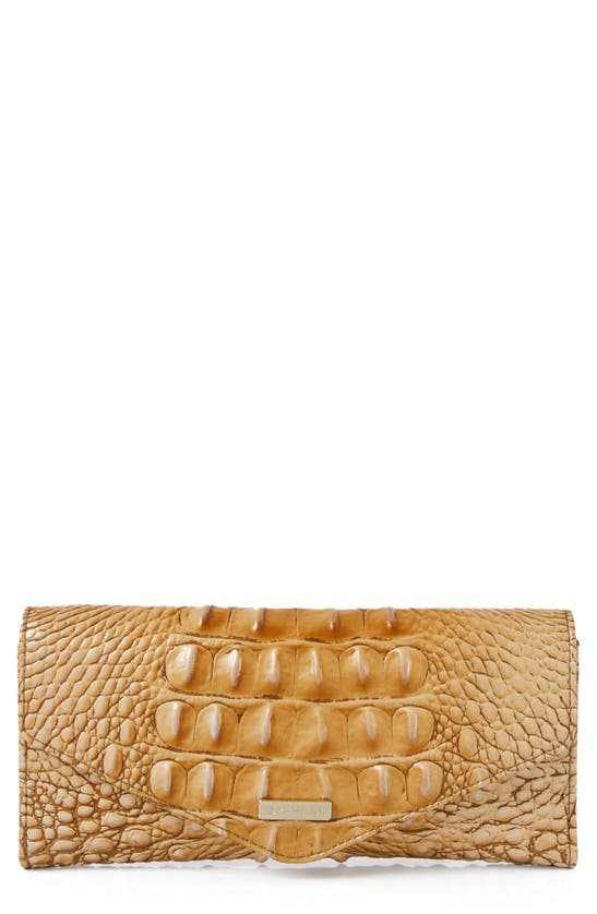 Brahmin Veronica Melbourne Croc Embossed Leather Envelope Wallet In Dune
