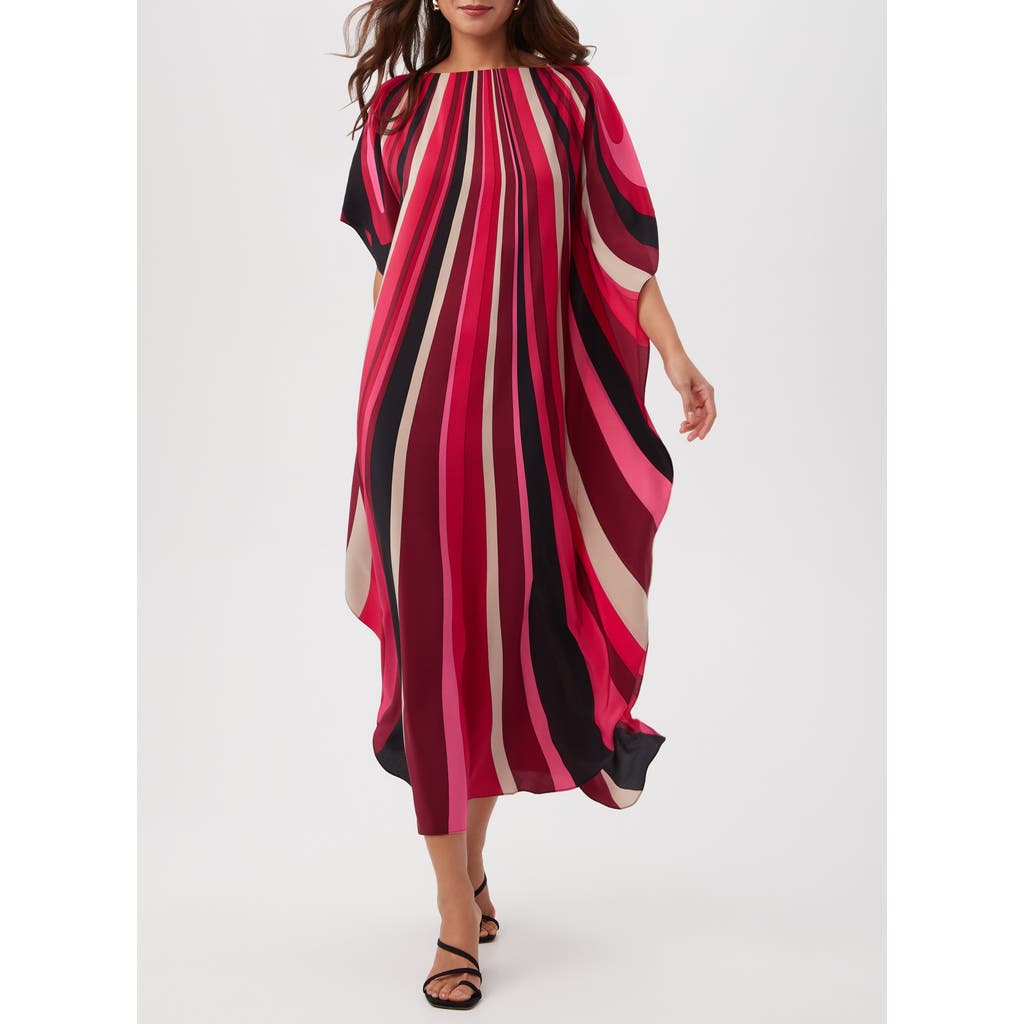 Trina Turk Jalani Striped Bateau-neck Maxi Caftan In Fairy Fuchsia Multi