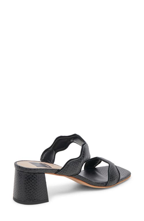Dolce Vita Ilva Mid Slide Sandal In Onyx Embossed Leather