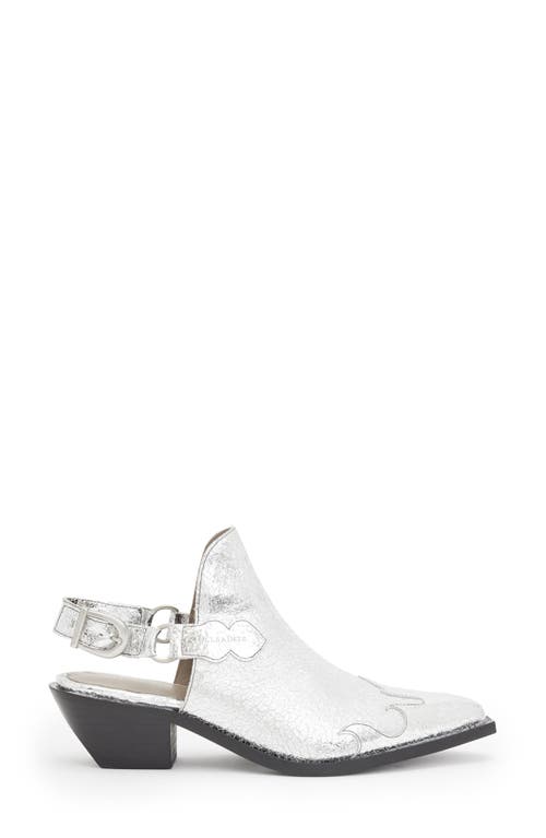 Shop Allsaints Desola Slingback Mule In Metallic Silver